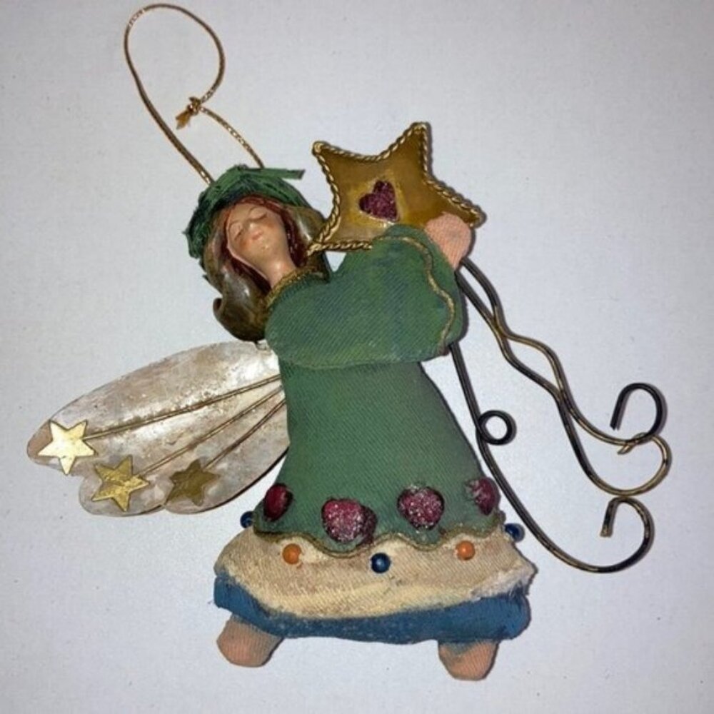 👼🎄 Fabric & Metal Angel Christmas Ornament | 5” x 5.5” | Holiday Tree Decor ✨